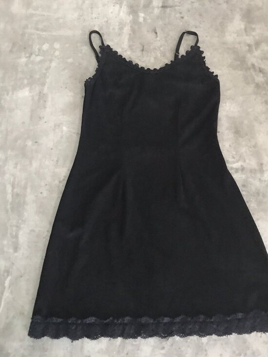 Sea Gypsies Babydoll Slip Dress Small Black Lace Suede Crochet Whimsigoth Fairy - Picture 11 of 12